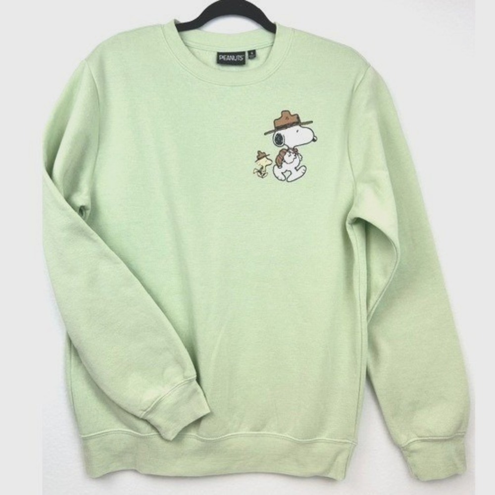Peanuts Snoopy Woodstock Camping Hiking Sweatshirt Green Small C-Life Group